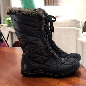 Columbia Omni-Grip Black Quilted Faux-Fur Lined Waterproof Winter Boots Sz 6